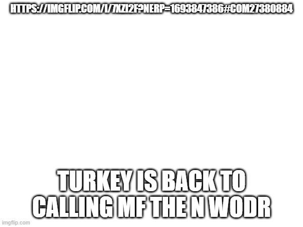 HTTPS://IMGFLIP.COM/I/7XZI2F?NERP=1693847386#COM27380884; TURKEY IS BACK TO CALLING MF THE N WODR | made w/ Imgflip meme maker