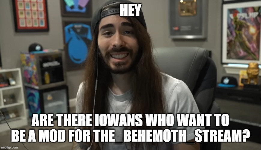 Moist Ciritkal meme | HEY; ARE THERE IOWANS WHO WANT TO BE A MOD FOR THE_BEHEMOTH_STREAM? | image tagged in moist ciritkal meme | made w/ Imgflip meme maker