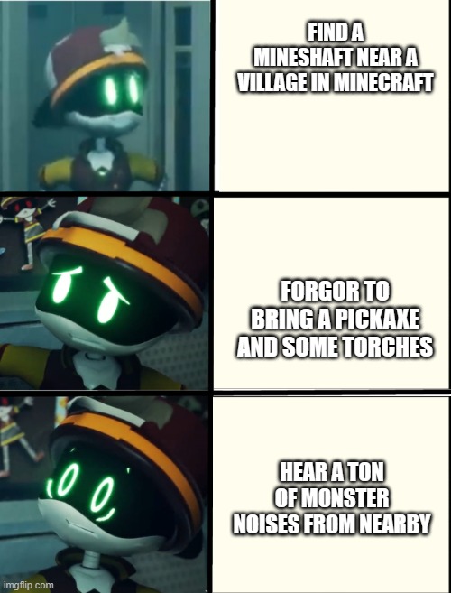 Pain | FIND A MINESHAFT NEAR A VILLAGE IN MINECRAFT; FORGOR TO BRING A PICKAXE AND SOME TORCHES; HEAR A TON OF MONSTER NOISES FROM NEARBY | image tagged in thad's fright level | made w/ Imgflip meme maker