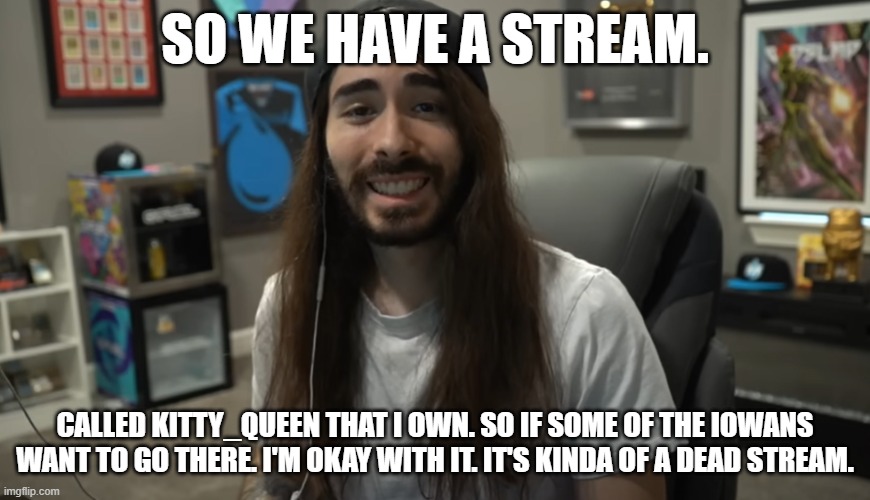 Moist Ciritkal meme | SO WE HAVE A STREAM. CALLED KITTY_QUEEN THAT I OWN. SO IF SOME OF THE IOWANS WANT TO GO THERE. I'M OKAY WITH IT. IT'S KINDA OF A DEAD STREAM. | image tagged in moist ciritkal meme | made w/ Imgflip meme maker