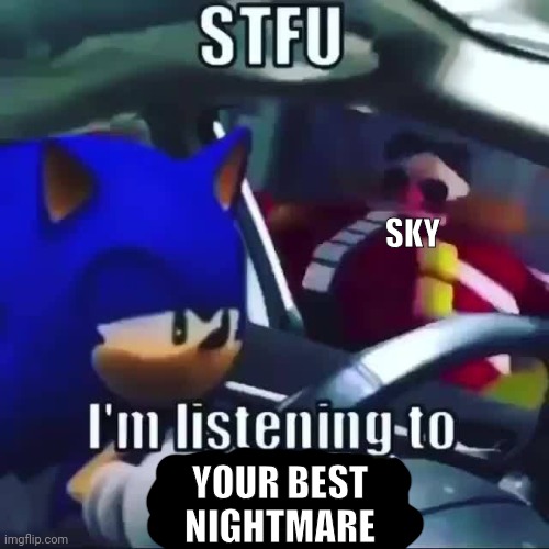sonic stfu im listening to ___ | YOUR BEST NIGHTMARE SKY | image tagged in sonic stfu im listening to ___ | made w/ Imgflip meme maker