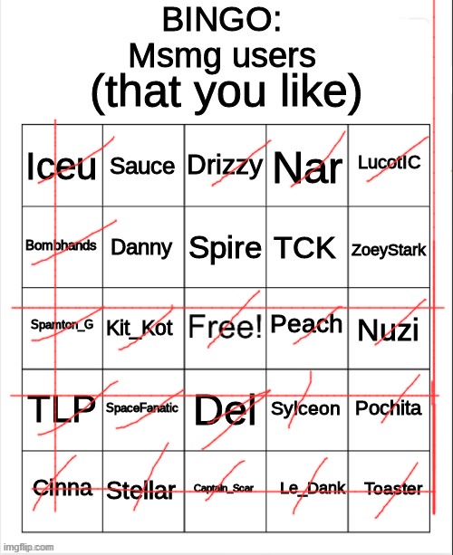 msmg bingo | image tagged in msmg bingo | made w/ Imgflip meme maker