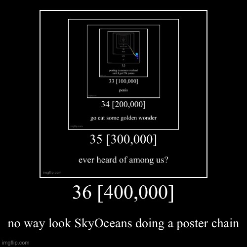 36 [400,000] | no way look SkyOceans doing a poster chain | image tagged in funny,demotivationals | made w/ Imgflip demotivational maker