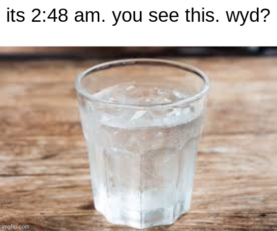 i would drink that so fast id choke on the ice | its 2:48 am. you see this. wyd? | image tagged in water,late night | made w/ Imgflip meme maker