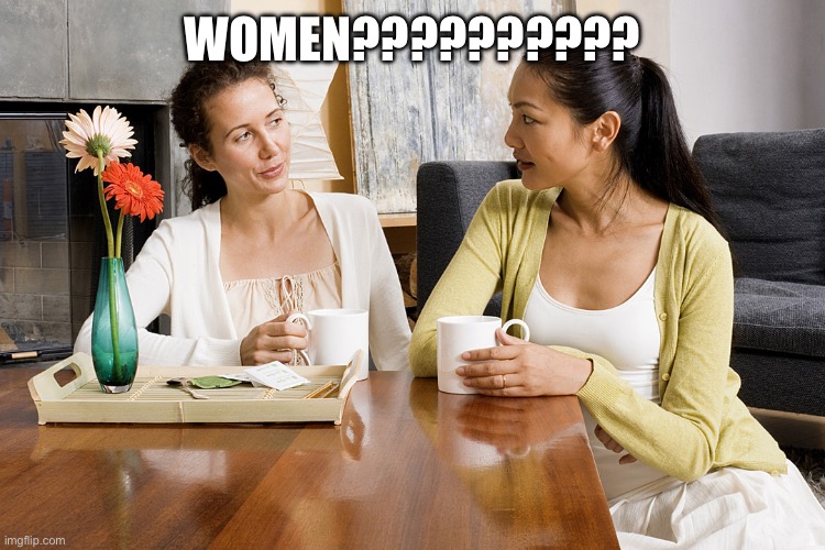 Women Talking Over Coffee | WOMEN?????????? | image tagged in women talking over coffee | made w/ Imgflip meme maker