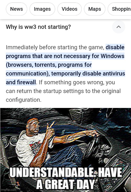 I would rather not disable anything, actually. | image tagged in understandable have a great day | made w/ Imgflip meme maker