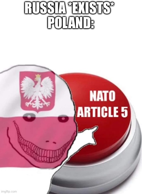 The polish want do the funni Let them do the FUNNI! | RUSSIA *EXISTS* 
POLAND: | image tagged in nato article 5,memes,political meme,hehehe,msmg | made w/ Imgflip meme maker