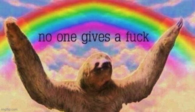 No one gives a fuck sloth | image tagged in no one gives a fuck sloth | made w/ Imgflip meme maker