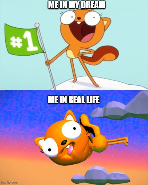 Imagination vs. Reality | ME IN MY DREAM; ME IN REAL LIFE | image tagged in expectation vs reality | made w/ Imgflip meme maker