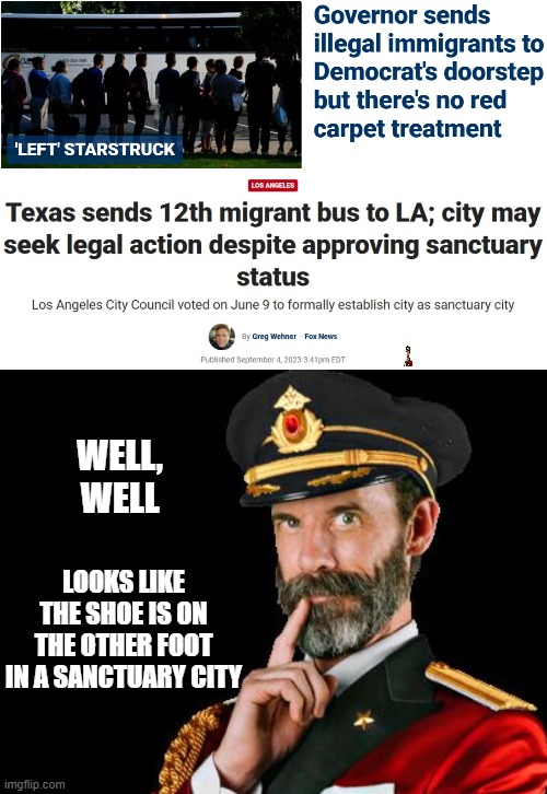 Whoops...There It Is | WELL,
WELL; LOOKS LIKE THE SHOE IS ON THE OTHER FOOT
IN A SANCTUARY CITY | image tagged in captain obvious,la,hollywood,liberals,leftists,democrats | made w/ Imgflip meme maker