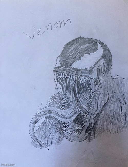 A drawing I did of Venom | image tagged in drawing,cool,wow | made w/ Imgflip meme maker