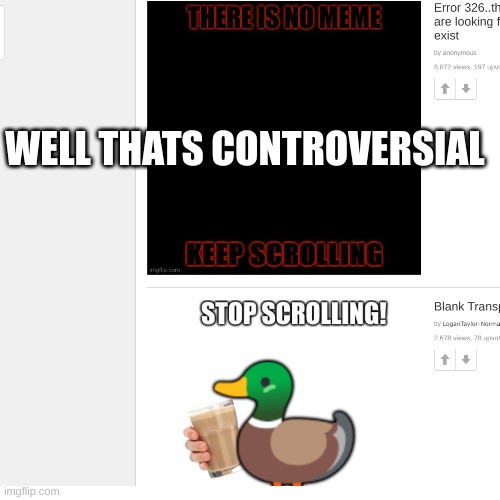 scrolling POV | WELL THATS CONTROVERSIAL | image tagged in keep scrolling | made w/ Imgflip meme maker