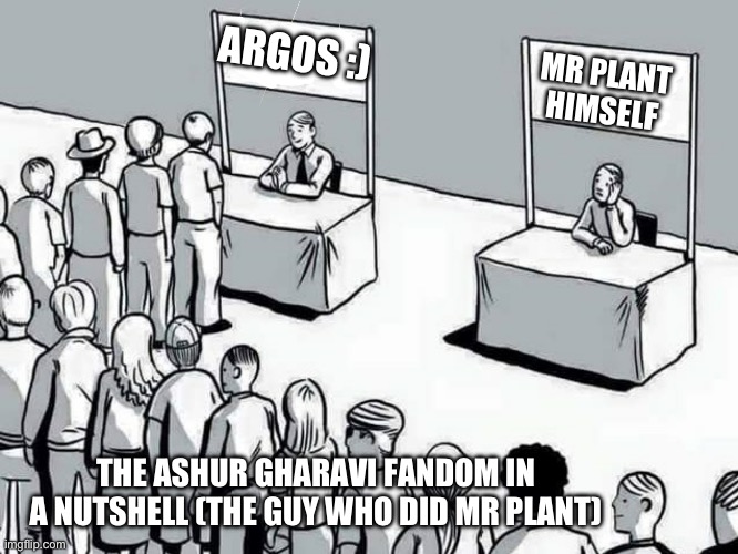 It’s so true (it’s not a bad thing, I like both characters for different reasons) | ARGOS :); MR PLANT HIMSELF; THE ASHUR GHARAVI FANDOM IN A NUTSHELL (THE GUY WHO DID MR PLANT) | image tagged in comfortable lies unpleasant truths,horror | made w/ Imgflip meme maker