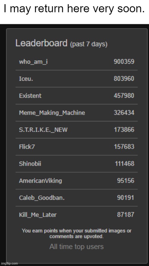 I may return here very soon. | made w/ Imgflip meme maker