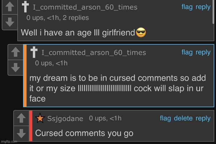 Cursed comment | image tagged in cursed comment,repost | made w/ Imgflip meme maker