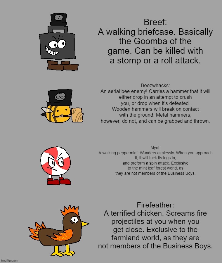some enemies from my game! (separate from the bossfights game thing) | made w/ Imgflip meme maker