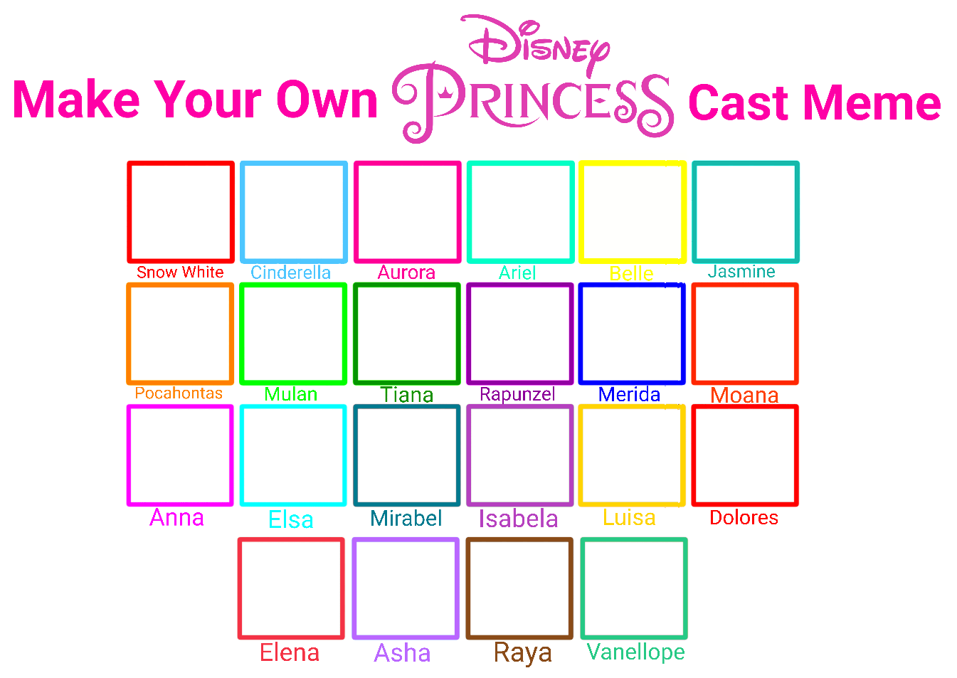 22 Disney Princess Cast Meme Blank Meme Template