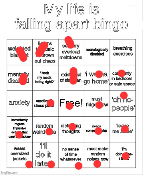 my life is falling apart bingo | image tagged in my life is falling apart bingo | made w/ Imgflip meme maker