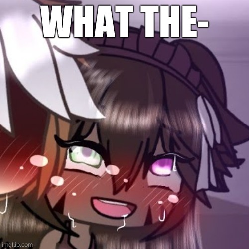 Gacha life black hair student | WHAT THE- | image tagged in gacha life black hair student | made w/ Imgflip meme maker