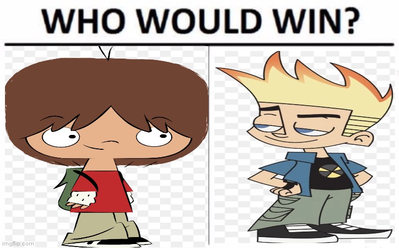 Mac from fosters vs johnny test | image tagged in memes,who would win,mac vs johnny test,cartoon battles | made w/ Imgflip meme maker