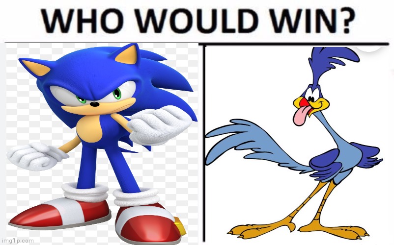 Sonic vs roadrunner | image tagged in memes,who would win,sonic vs roadrunner,cartoon beatbox battle suggestions,cartoon battle,regular fight battles | made w/ Imgflip meme maker