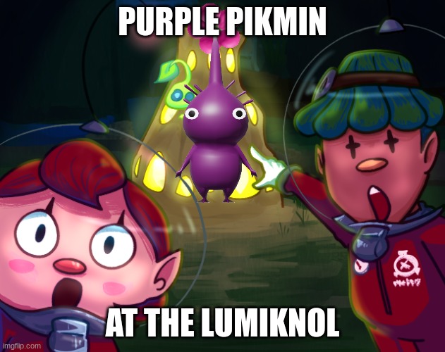 Purple pickled men | PURPLE PIKMIN; AT THE LUMIKNOL | image tagged in pom and yonny at the lumiknol,pikmin | made w/ Imgflip meme maker