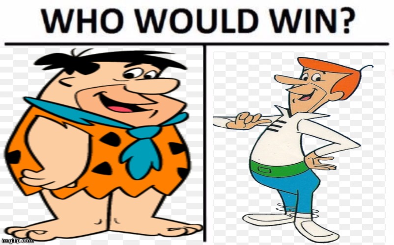 Fred Flintstone vs George Jetson | image tagged in memes,who would win,cartoon battles,cartoon beatbox battle suggestions,regular fight battles | made w/ Imgflip meme maker