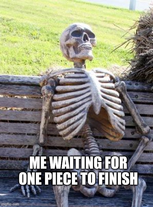 Waiting Skeleton | ME WAITING FOR ONE PIECE TO FINISH | image tagged in memes,waiting skeleton | made w/ Imgflip meme maker