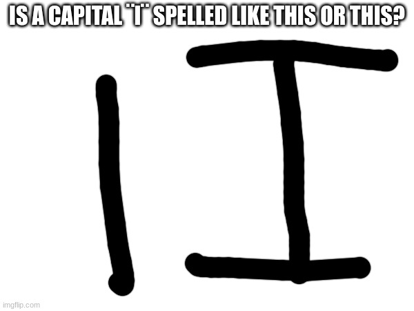 IS A CAPITAL ¨I¨ SPELLED LIKE THIS OR THIS? | made w/ Imgflip meme maker