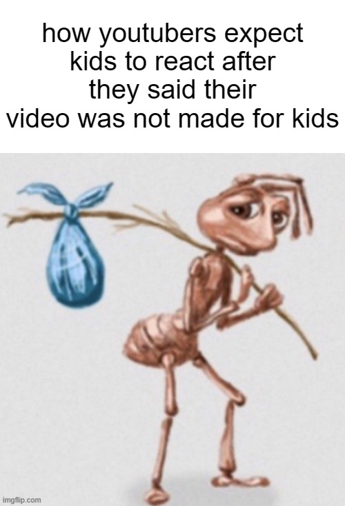 insert title here lol | how youtubers expect kids to react after they said their video was not made for kids | image tagged in memes,funny | made w/ Imgflip meme maker