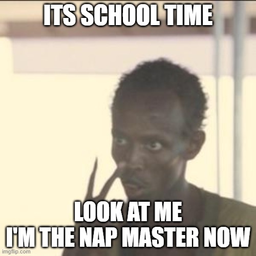 kids at the 1st week of school | ITS SCHOOL TIME; LOOK AT ME
I'M THE NAP MASTER NOW | image tagged in memes,look at me | made w/ Imgflip meme maker