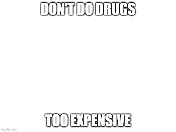 DON'T DO DRUGS; TOO EXPENSIVE | image tagged in don't do drugs,you lose money | made w/ Imgflip meme maker