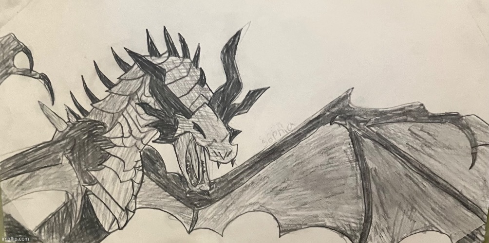 A random dragon I drew a while back | image tagged in dragon,drawings | made w/ Imgflip meme maker