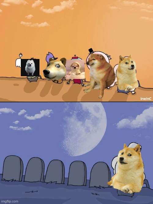 The doggos lost along the way... | image tagged in skips sitting next to graves,dog,doge | made w/ Imgflip meme maker