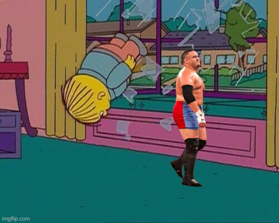Simpsons Jump Through Window | image tagged in wwe,wrestling | made w/ Imgflip meme maker