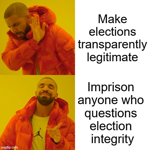 January 6th Prisoners | Make elections transparently legitimate; Imprison 
anyone who 
questions 
election 
integrity | image tagged in tyranny,politics,globalism,communism,america,mainstream media | made w/ Imgflip meme maker