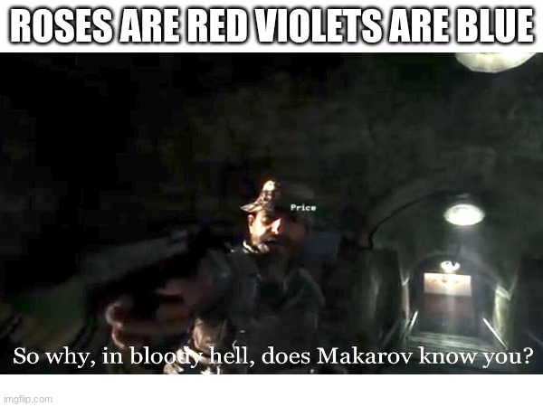 captain is a poet | ROSES ARE RED VIOLETS ARE BLUE | image tagged in call of duty,captain price,gaming,memes,funny,fun | made w/ Imgflip meme maker