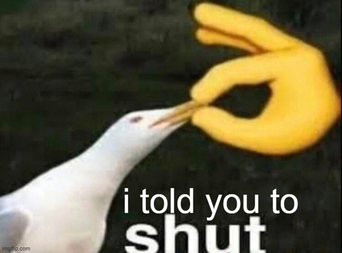 SHUT | i told you to | image tagged in shut | made w/ Imgflip meme maker