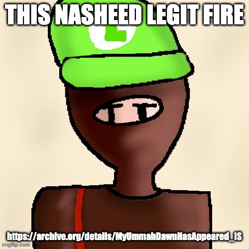 it is fire bro | THIS NASHEED LEGIT FIRE; https://archive.org/details/MyUmmahDawnHasAppeared_IS | image tagged in luigichad oc drawn | made w/ Imgflip meme maker