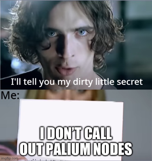 My dirty little secret | I DON’T CALL OUT PALIUM NODES | image tagged in my dirty little secret | made w/ Imgflip meme maker