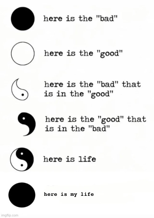 Yin yang | here is my life | image tagged in yin yang | made w/ Imgflip meme maker