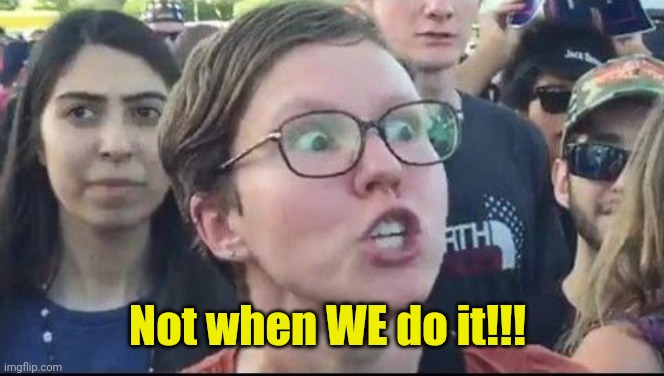 Angry Liberal | Not when WE do it!!! | image tagged in angry liberal | made w/ Imgflip meme maker