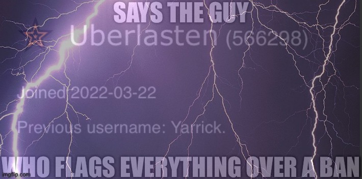 image tagged in says the guy who flags everything over a ban | made w/ Imgflip meme maker