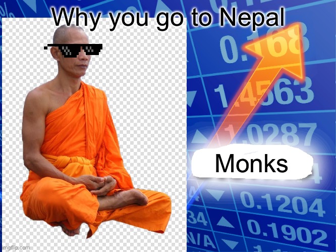 Empty Stonks | Why you go to Nepal; Monks | image tagged in empty stonks | made w/ Imgflip meme maker
