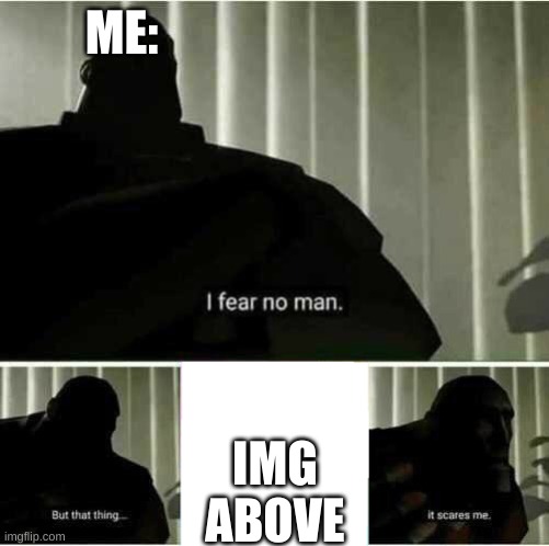 I fear no man | ME: IMG ABOVE | image tagged in i fear no man | made w/ Imgflip meme maker
