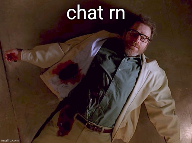 Dead Walter White | chat rn | image tagged in dead walter white | made w/ Imgflip meme maker