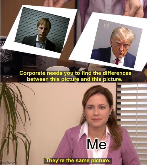 Bro is not in a good position rn | Me | image tagged in memes,they're the same picture,funny,donald trump,better call saul,dank memes | made w/ Imgflip meme maker
