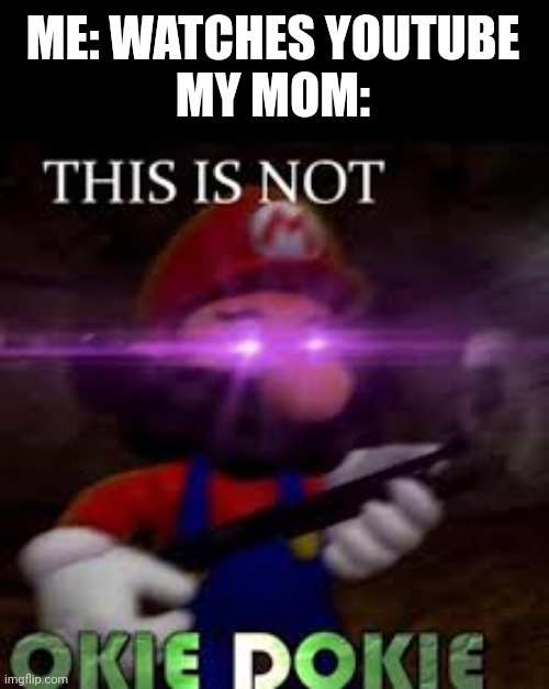 This is not okie dokie | ME: WATCHES YOUTUBE
MY MOM: | image tagged in this is not okie dokie | made w/ Imgflip meme maker