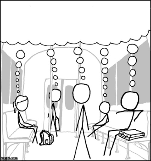 What are they all thinking? ^ | image tagged in xkcd sheeple blank speech bubble | made w/ Imgflip meme maker