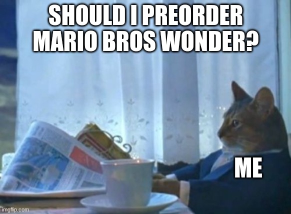 Should i get super mario bros wonder | SHOULD I PREORDER MARIO BROS WONDER? ME | image tagged in memes,i should buy a boat cat,mario,wonder | made w/ Imgflip meme maker